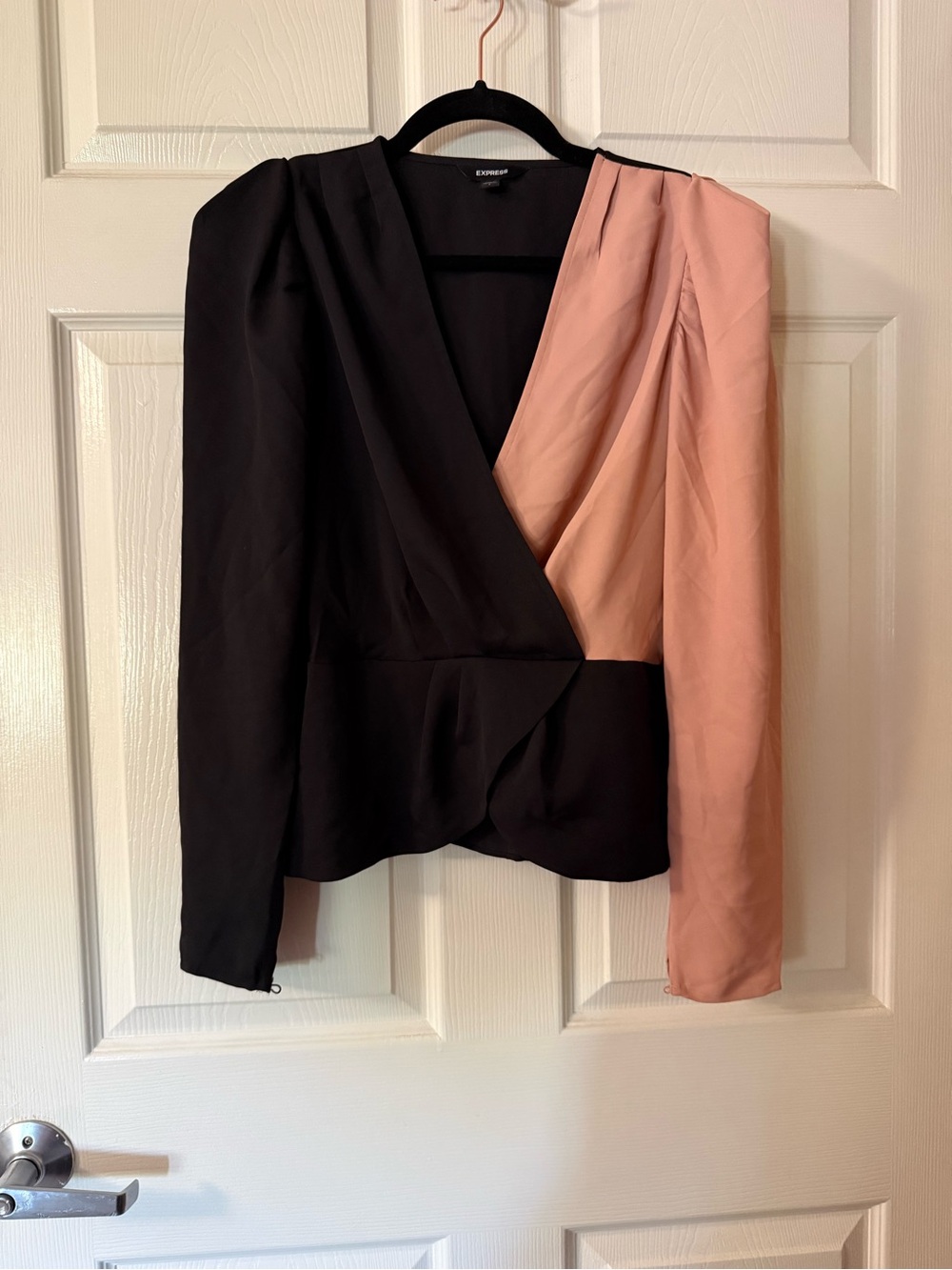 Express Black Top with Blush Accent